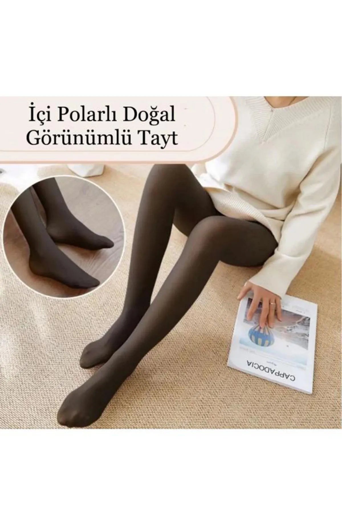 Kadın Kışlık Ten Rengi Kaliteli Içi Peluş Termal Tayt Çorap - Wahshe