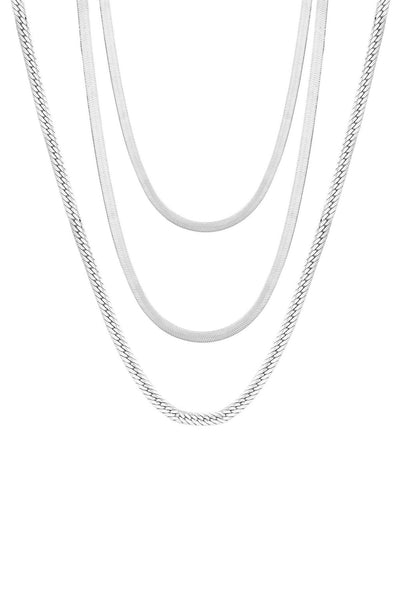 Wahshe Damen-Halskette, dreiteilig, silberfarben, TSJ30056-156-A