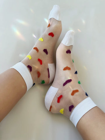 Colorful Hearts Tül Çorap